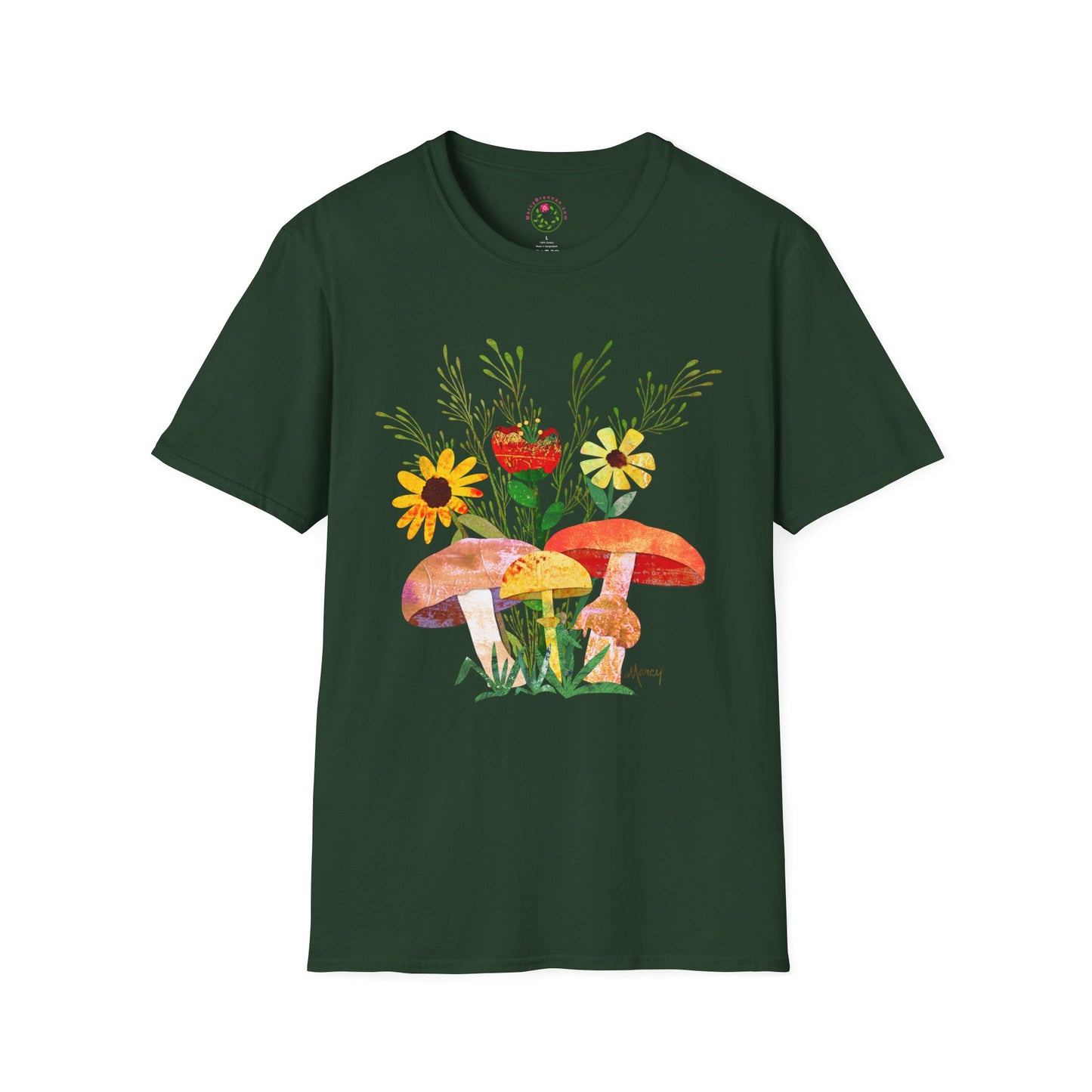 Shrooms n Fleurs Collage Collage Softstyle T-Shirt