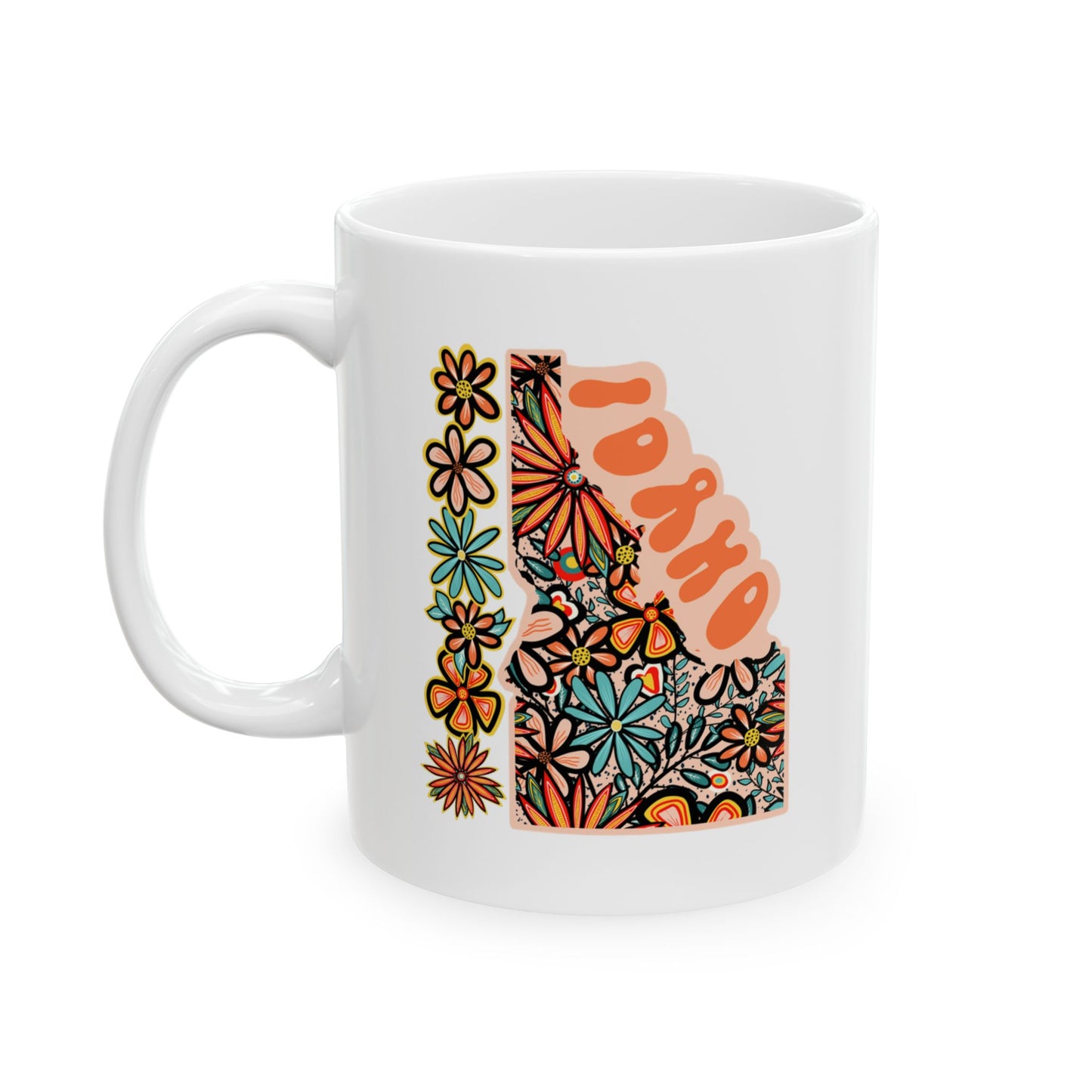 Retro 70s Flowers Idaho Ceramic Mug 11 oz and 15 oz