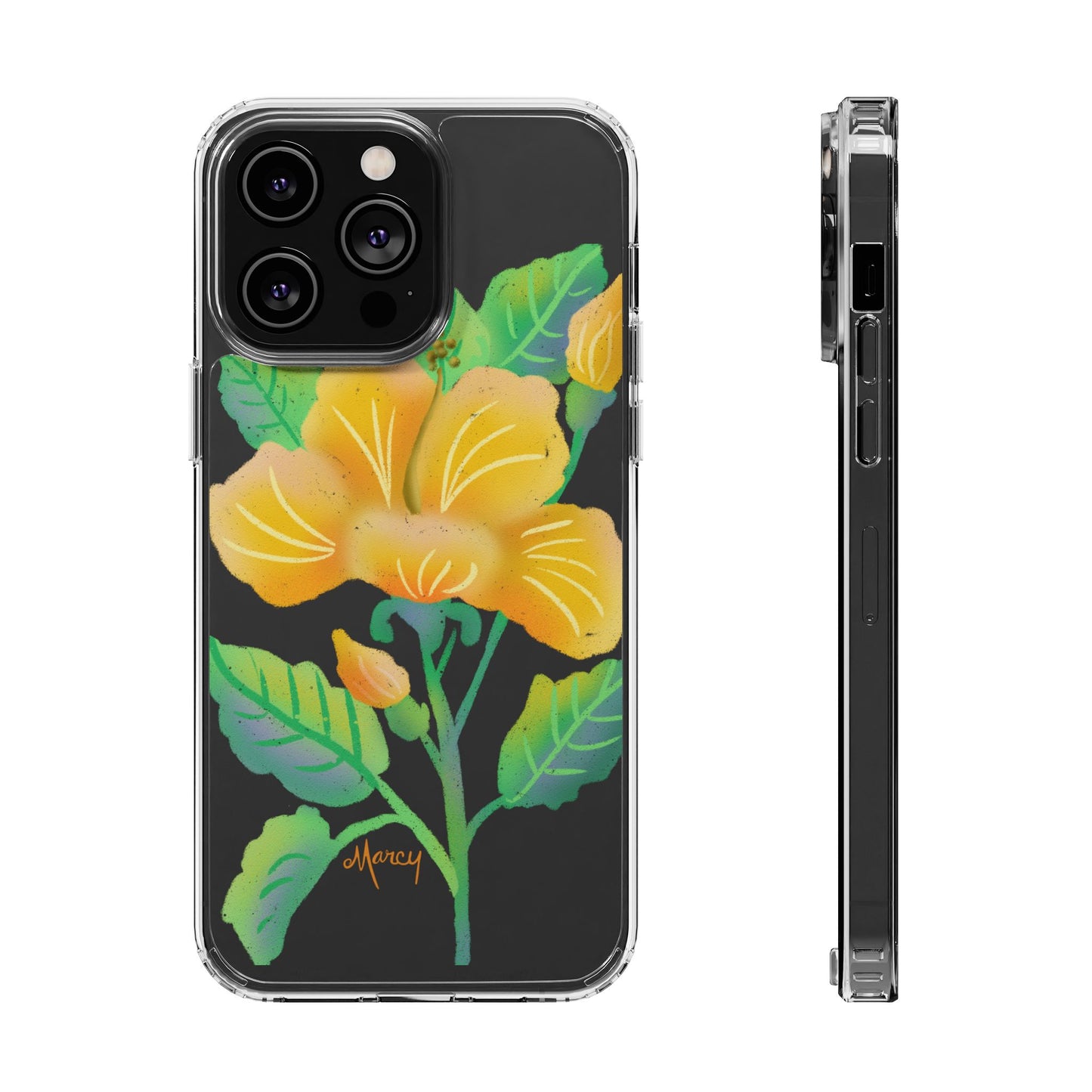 Yellow Hibiscus Blossom Clear Cases