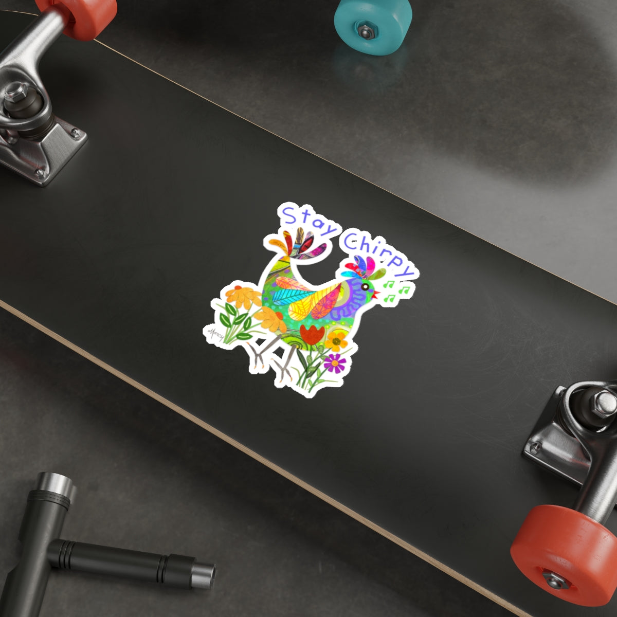 Kooky Bird Collage Die Cut Sticker