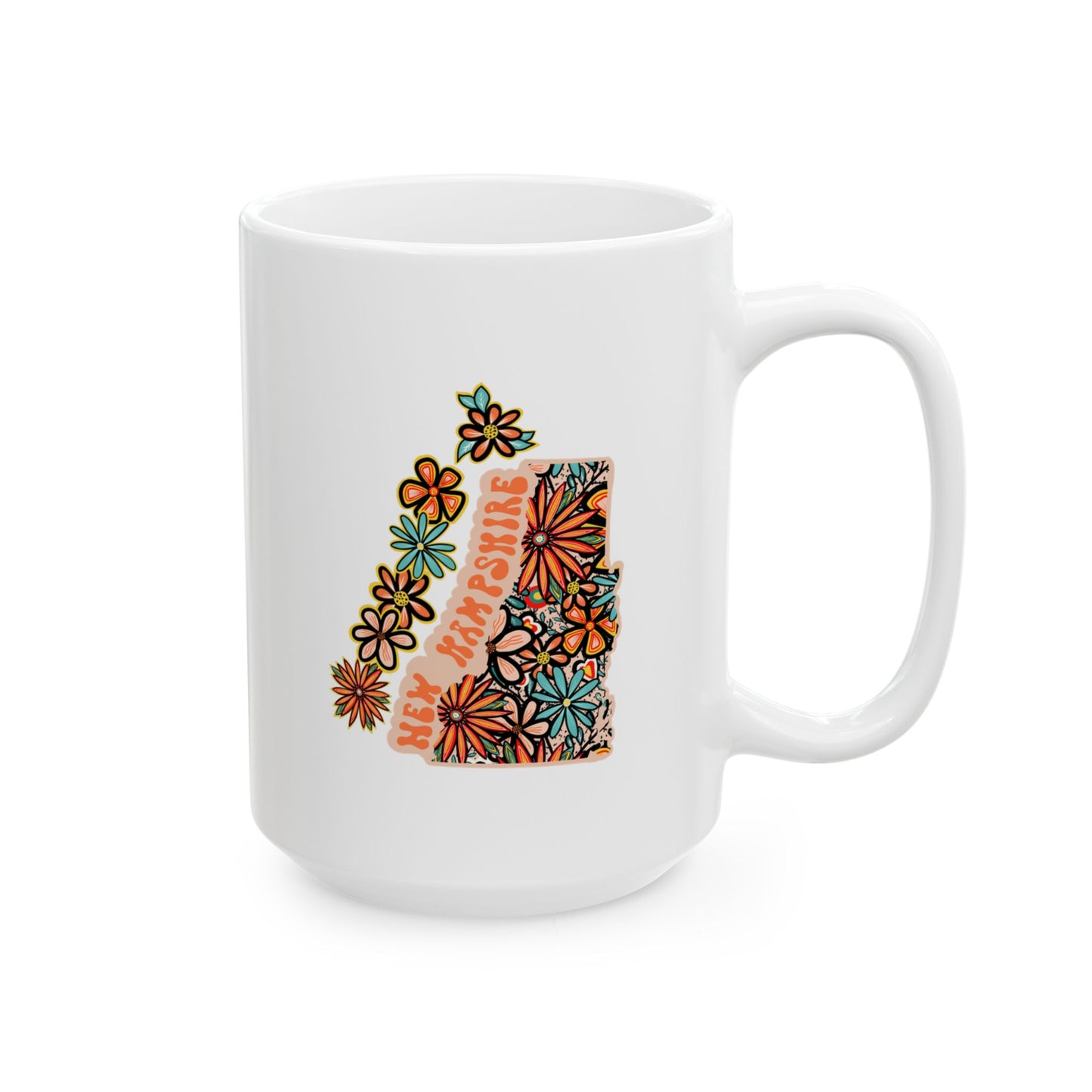 Retro 70s Flowers New Hampshire Ceramic Mug 11 oz and 15 oz