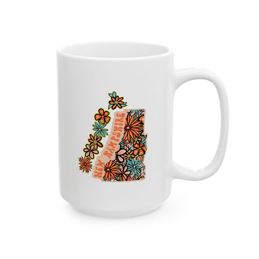 Retro 70s Flowers New Hampshire Ceramic Mug 11 oz and 15 oz