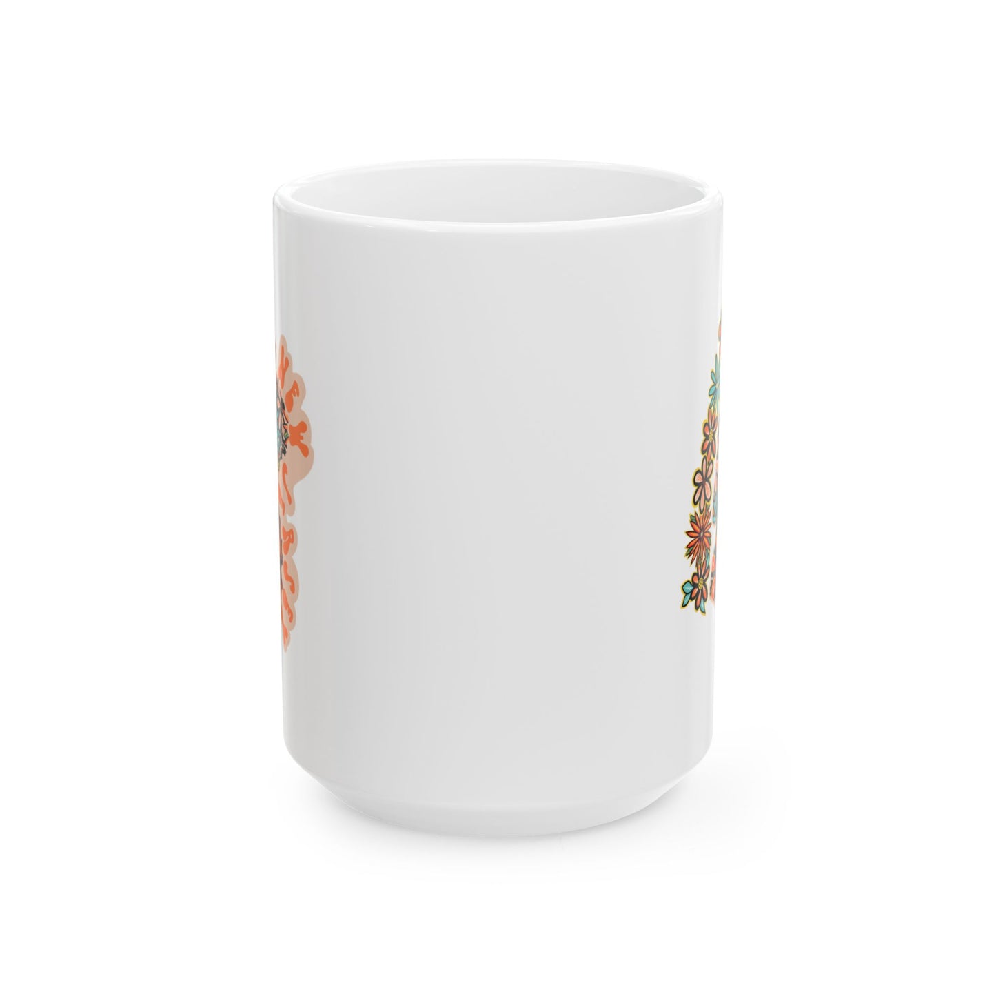 Retro 70s Flowers New Jersey Ceramic Mug 11 oz and 15 oz