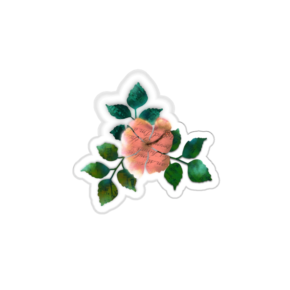 Ethereal Multi-Media Peach Hibiscus Die Cut Sticker