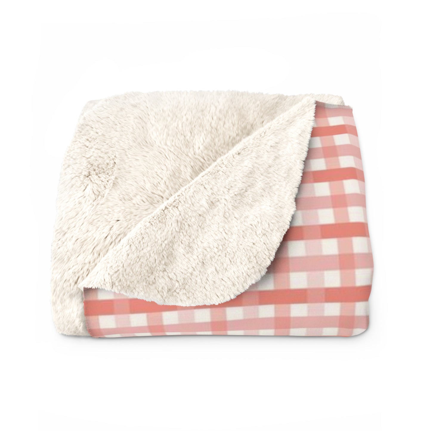 Coral Beach Checks Sherpa Fleece Blanket