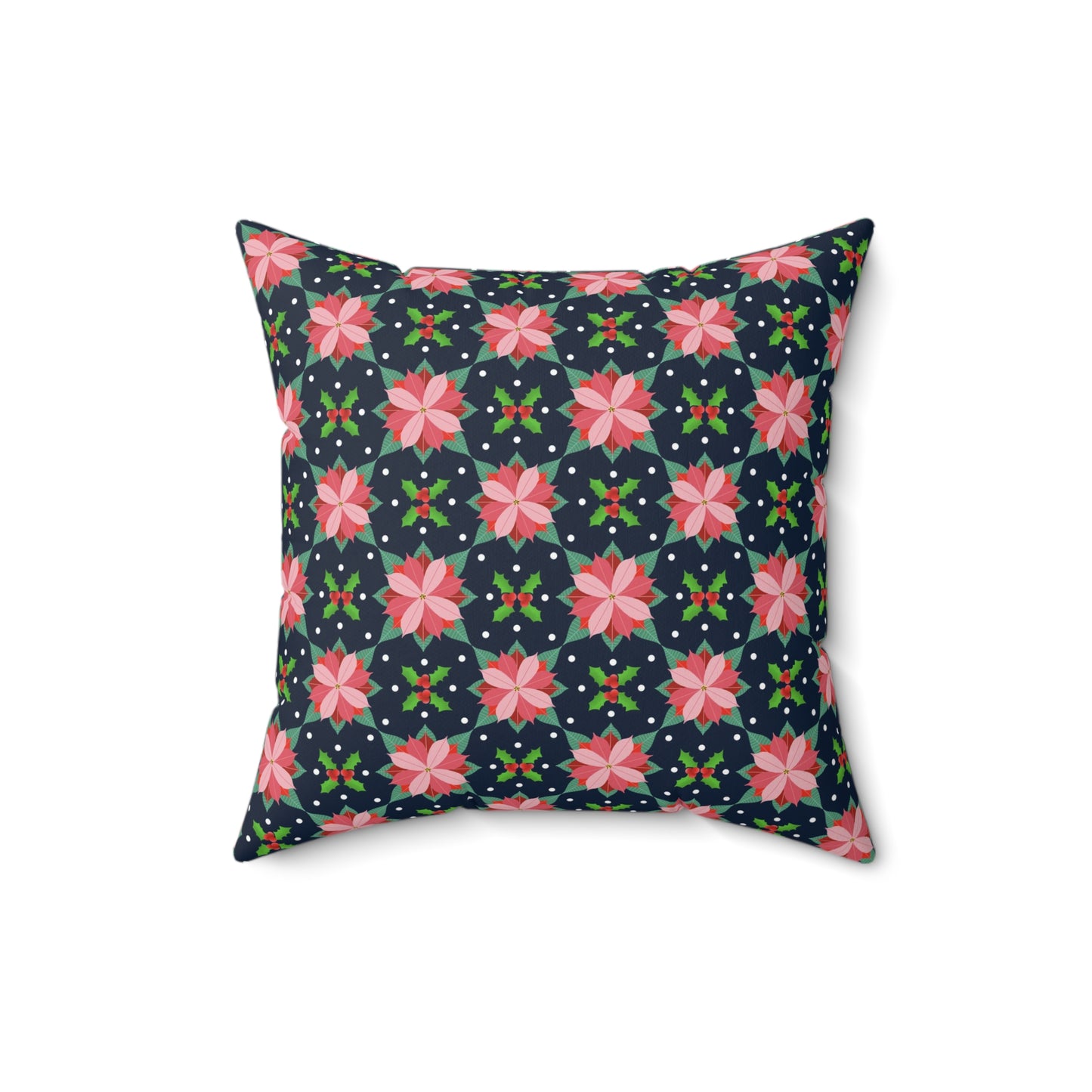 Poinsettias Spun Polyester Square Pillow