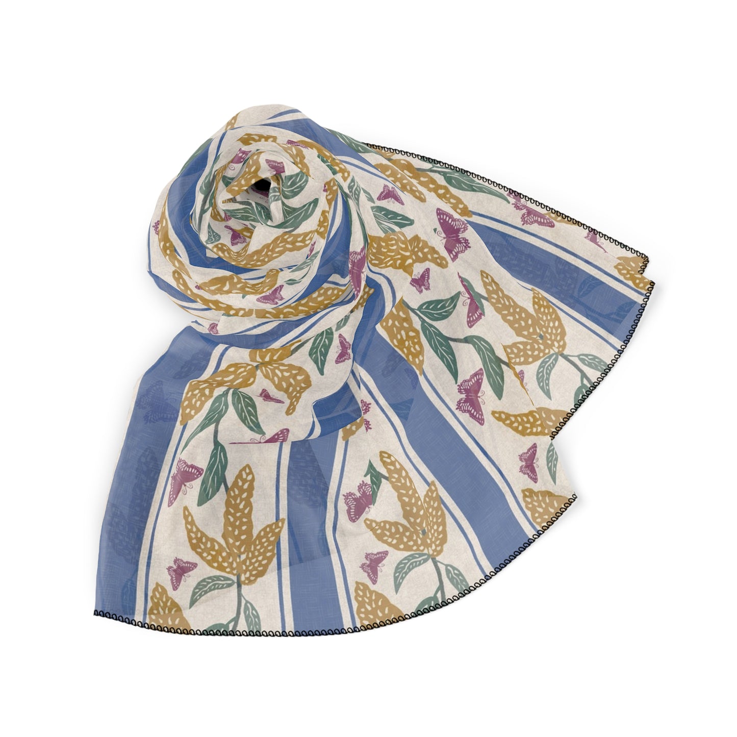 Goldenrod and Butterflies Square Poly Scarf