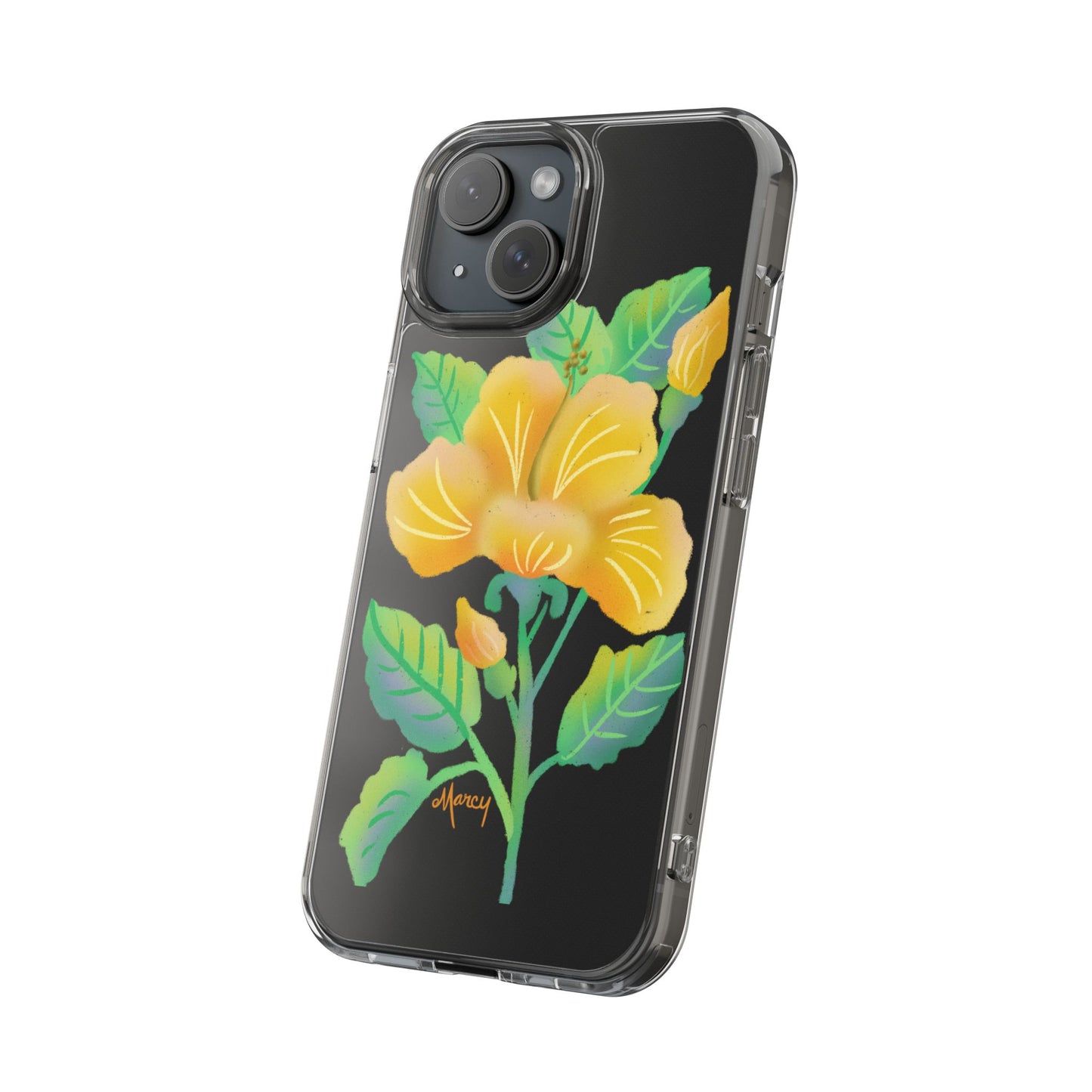 Yellow Hibiscus Blossom Clear Cases