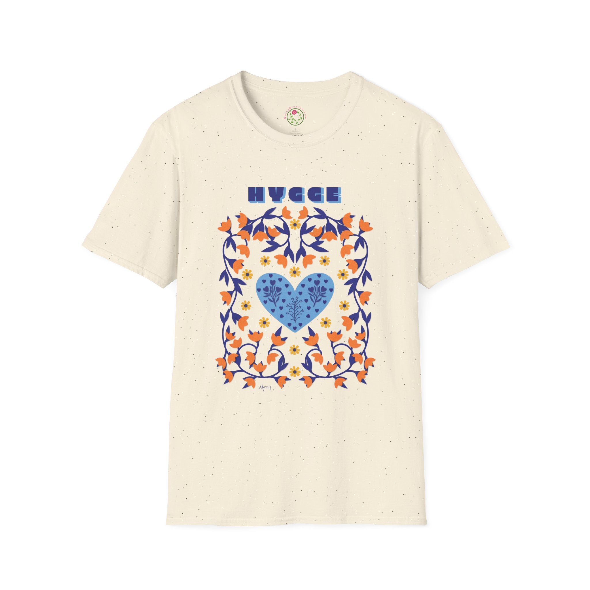 Hygge Hearts and Flowers Softstyle T-Shirt – Marcy Brennan Art