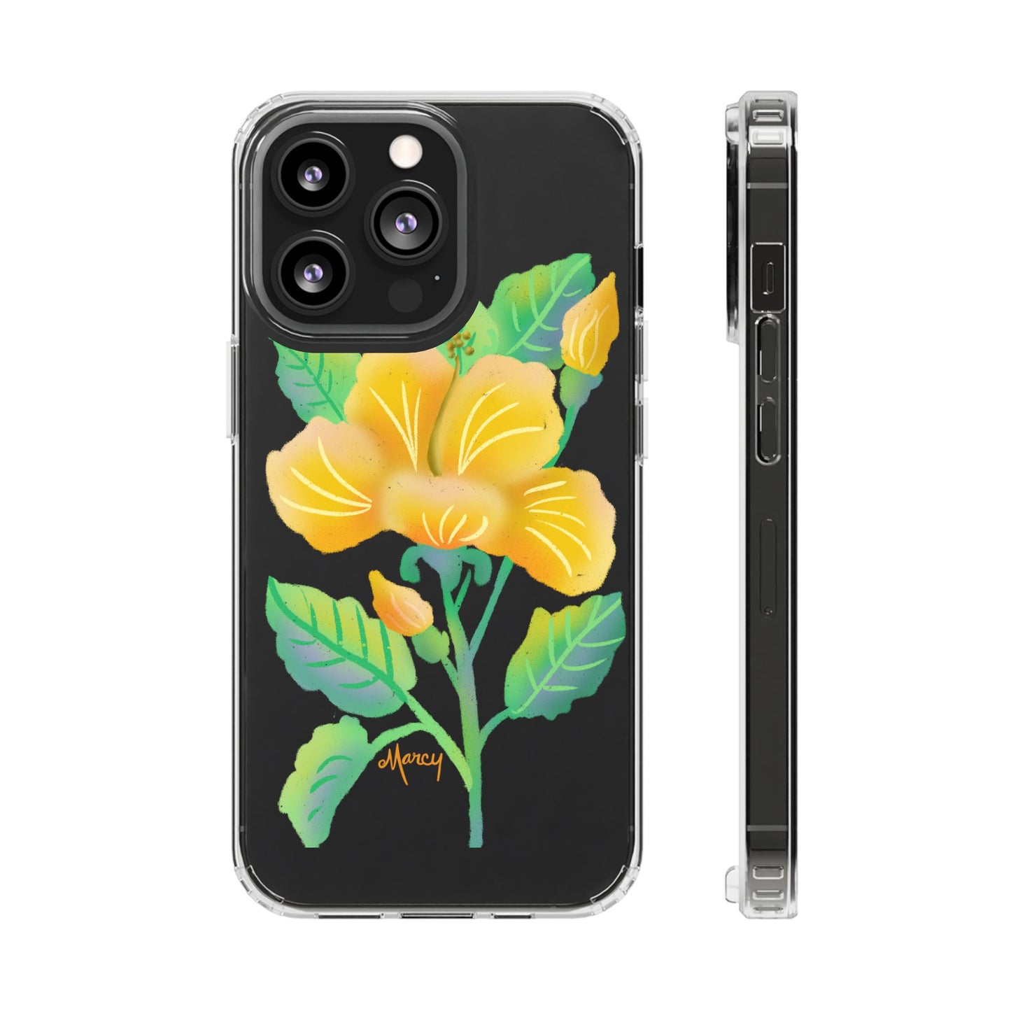 Yellow Hibiscus Blossom Clear Cases