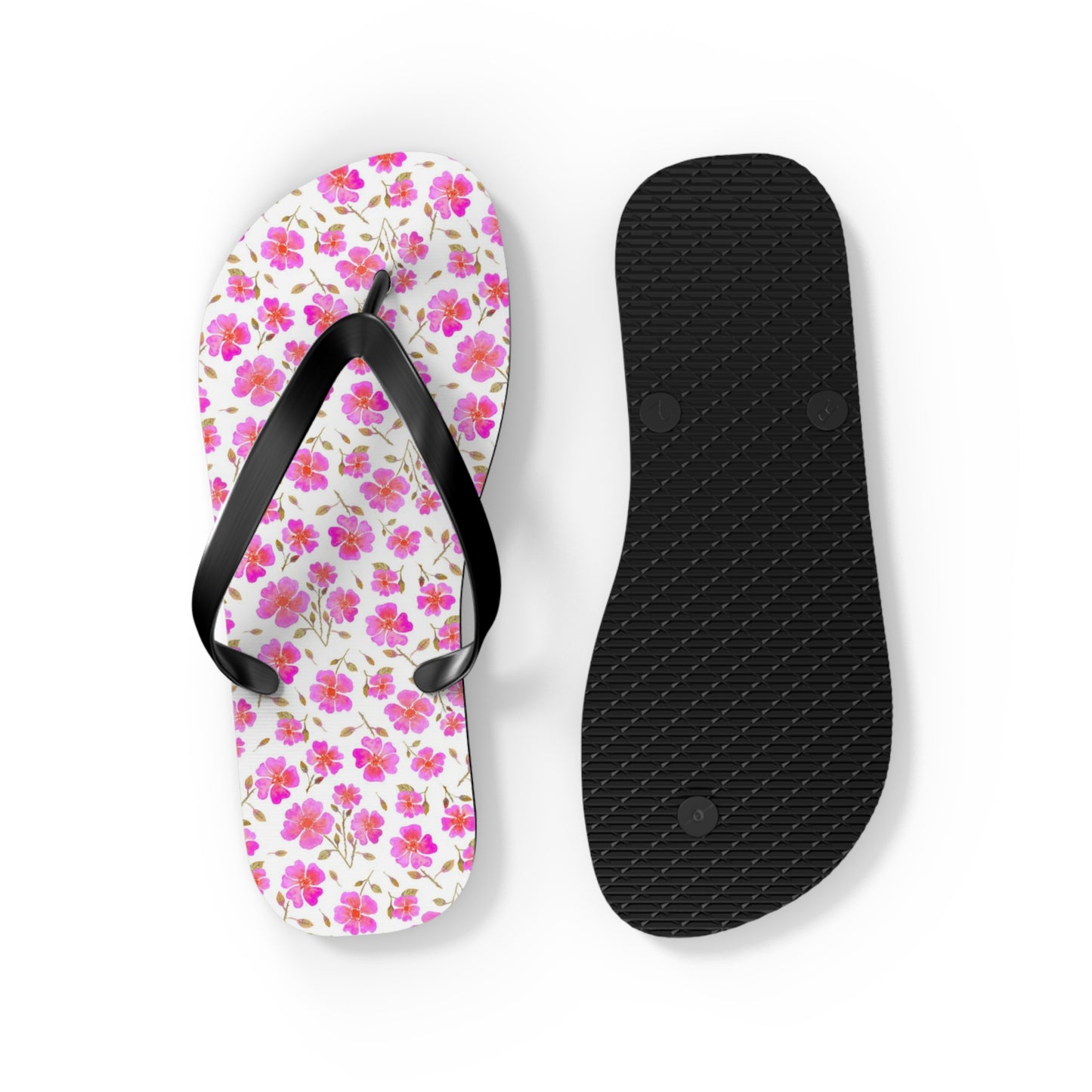 Hot Pink Wild Roses Flip Flops