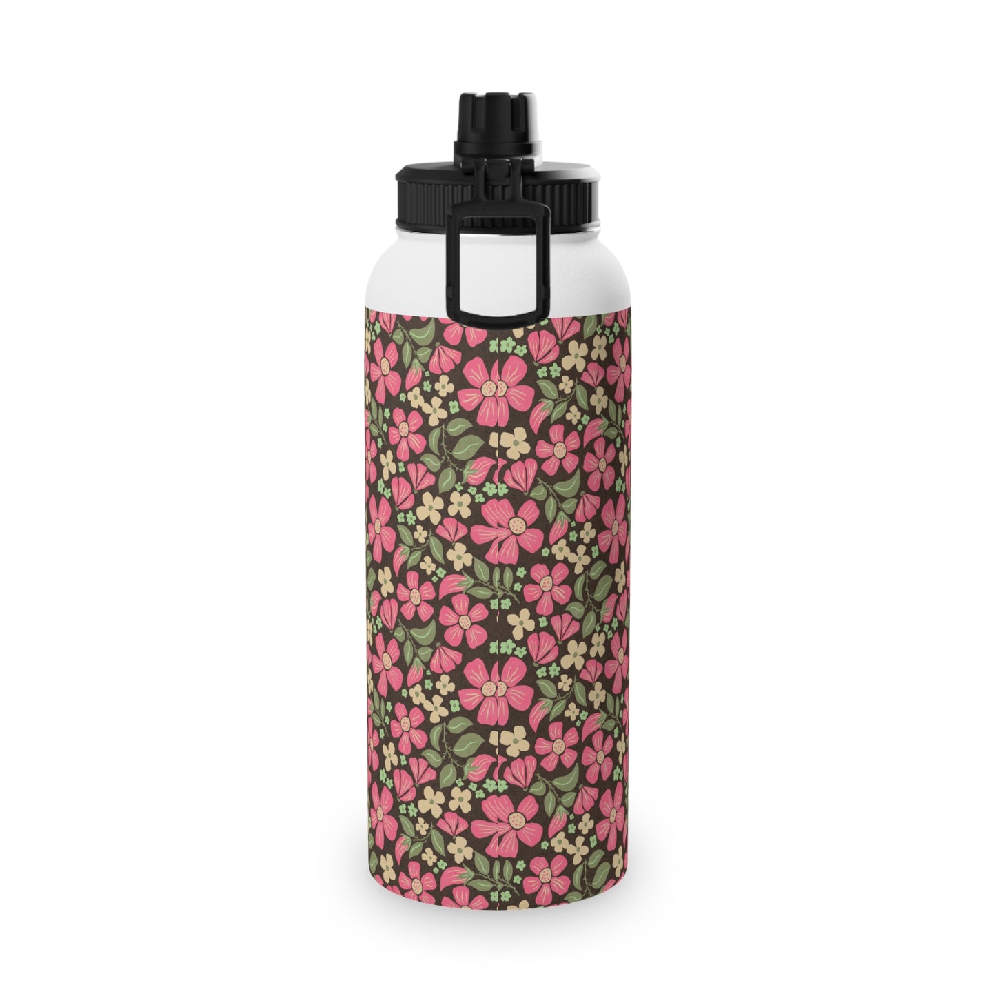 Wild Rose Meadow Water Bottle – Stainless Steel Sports Lid