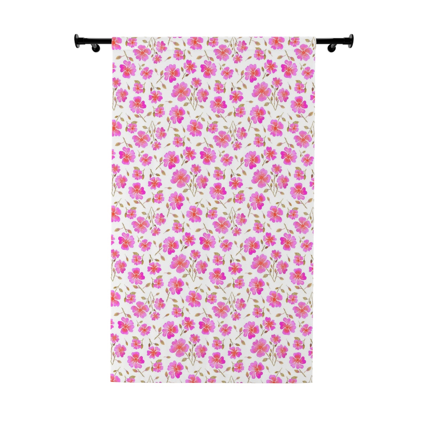 Hot Pink Wild Roses Window Curtains (1 Piece)