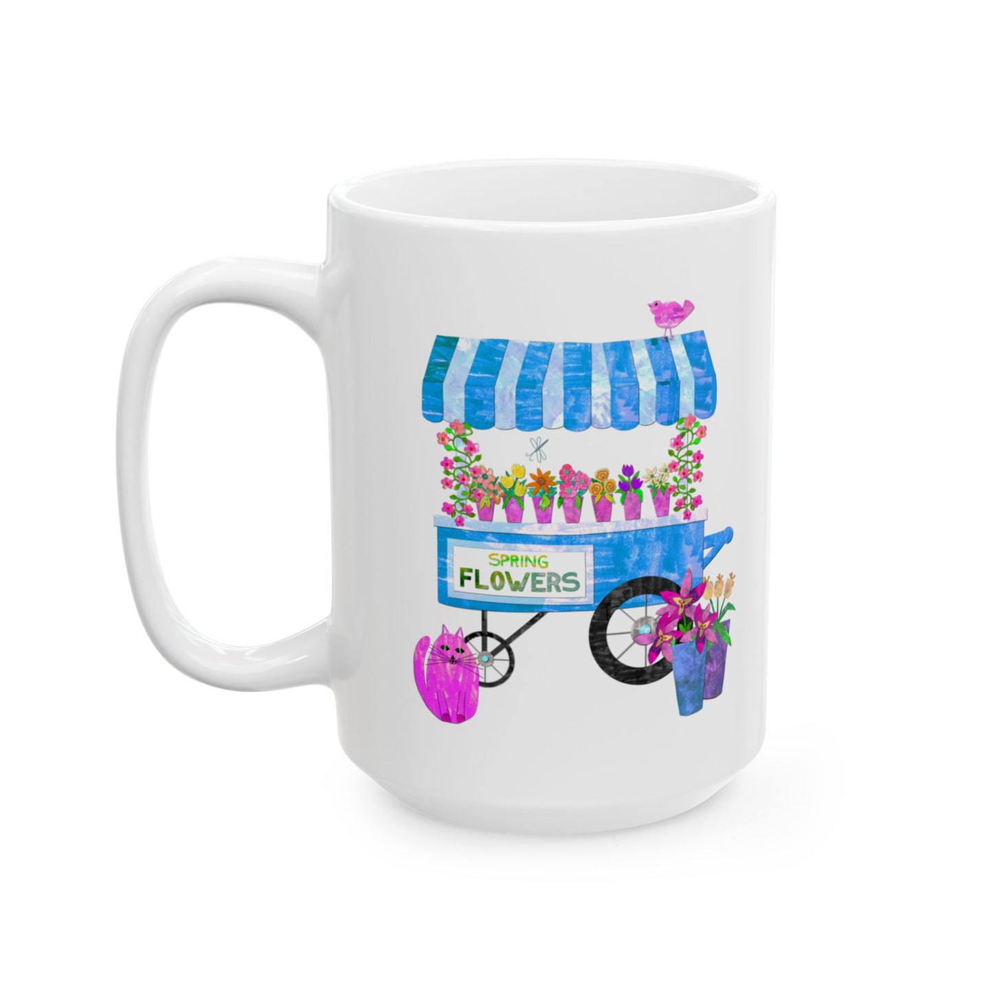 Spring Flower Cart Collage Ceramic Mug 11oz & 15oz