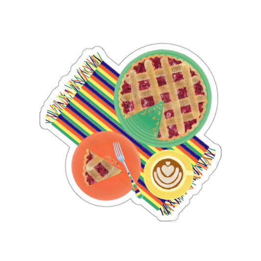 Cherry Pie and Coffee Die Cut Sticker