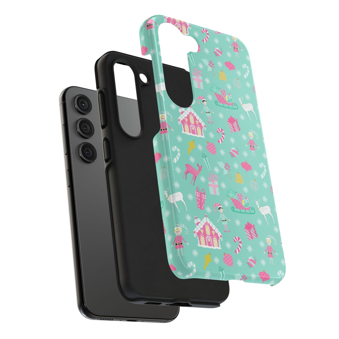 Pastel Christmas on Turquoise Tough Phone Cases