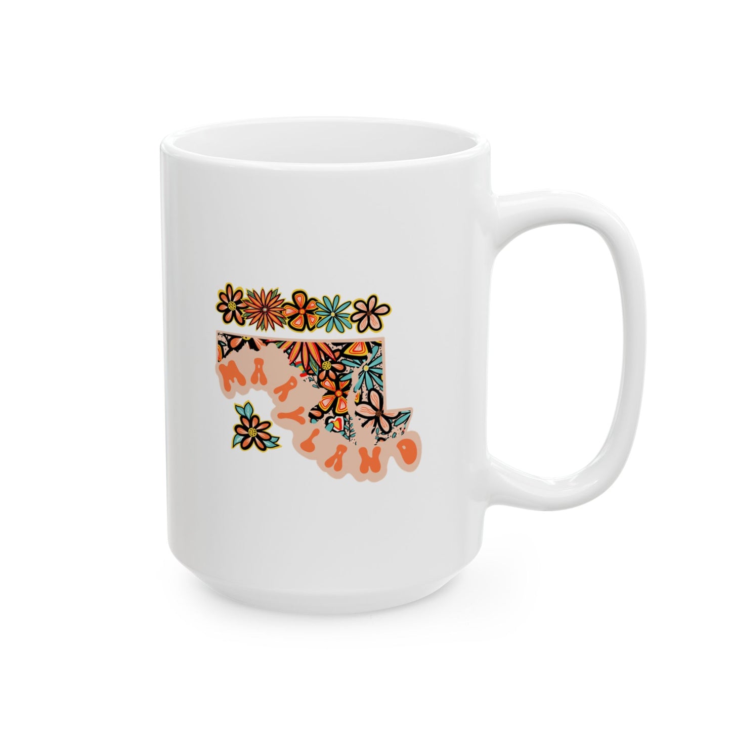 Retro 70s Flowers Maryland Ceramic Mug 11 oz and 15 oz