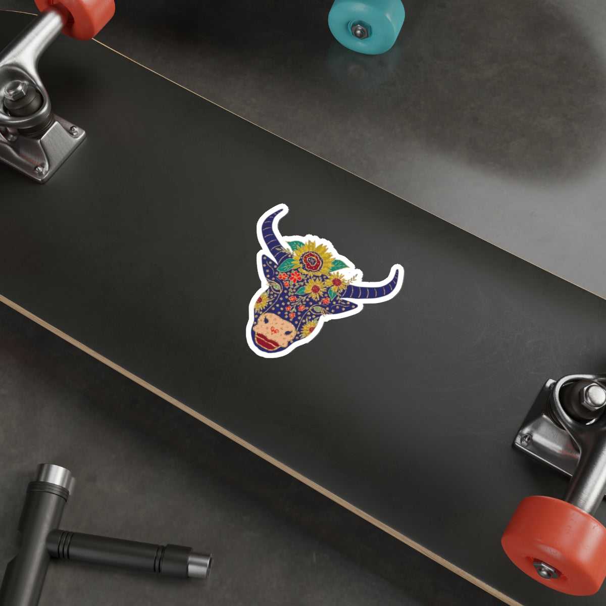 Floral Cow Bea Die-Cut Sticker