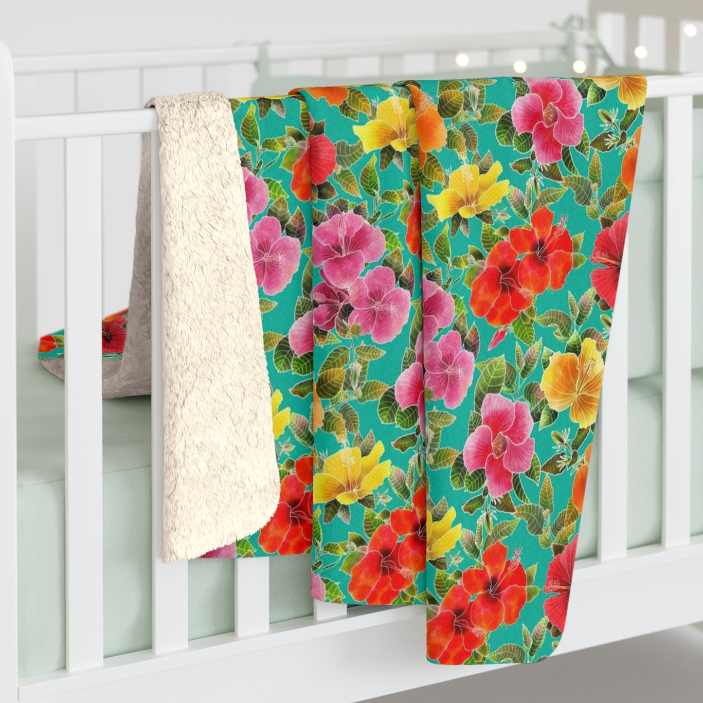 Hibiscus Garden Sherpa Fleece Blanket