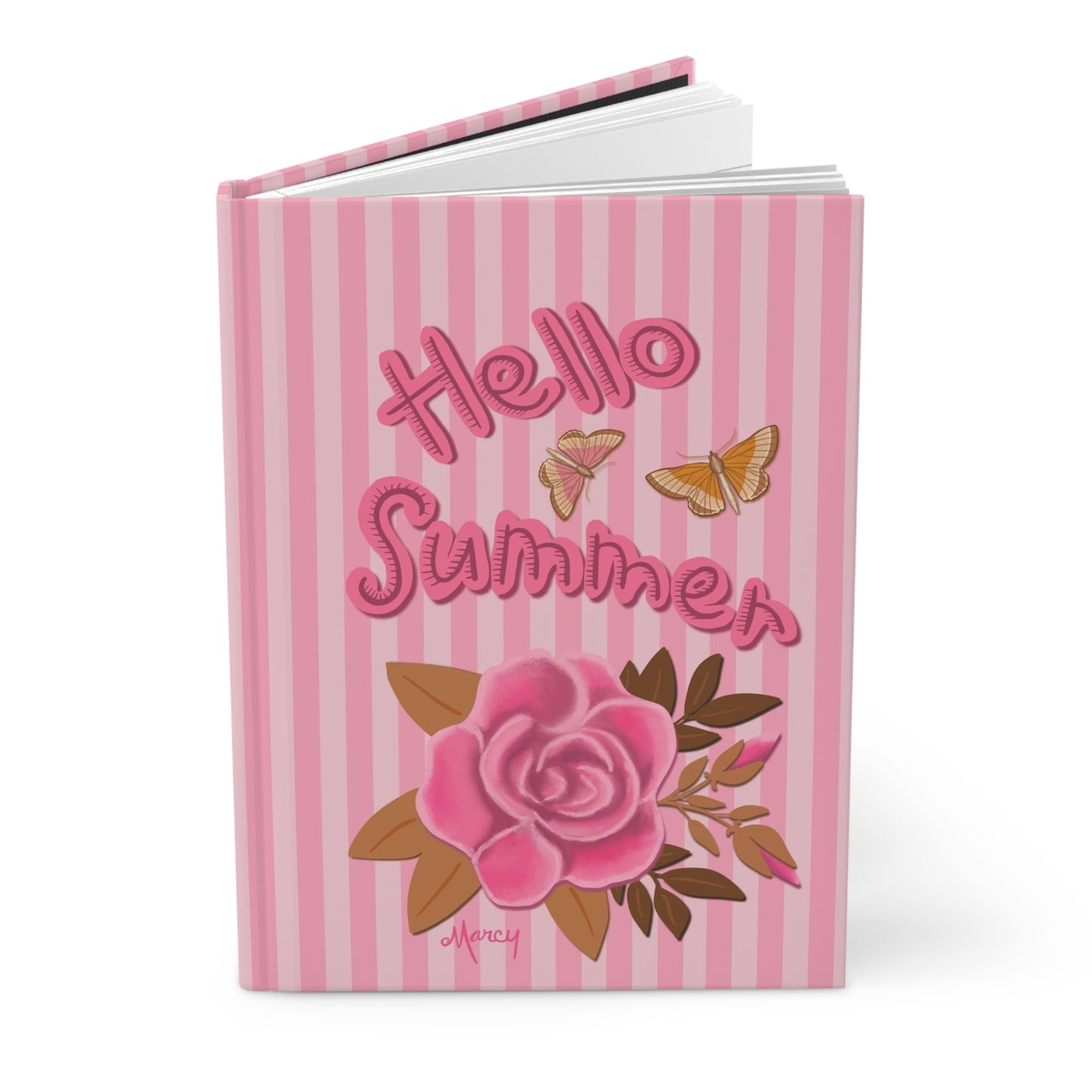 Hello Summer Rose Illustration Hardcover Journal Matte