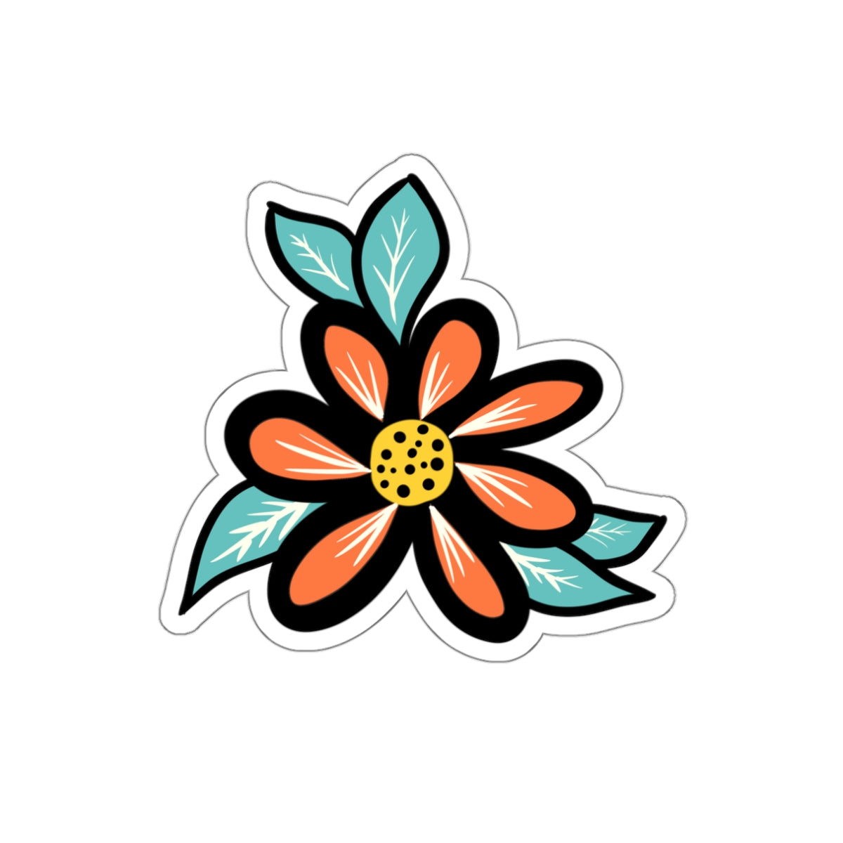 70s Groove Orange Daisy Die Cut Sticker