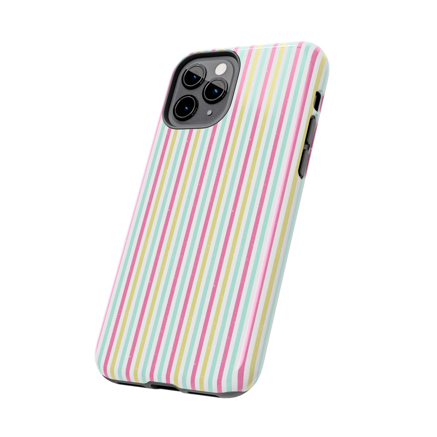 Pastel Christmas Stripes on White Tough Phone Cases