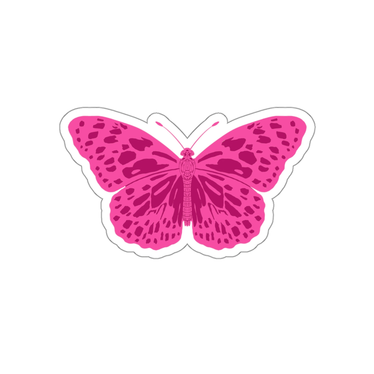 Block Print Style Butterfly in Pink Die Cut Sticker