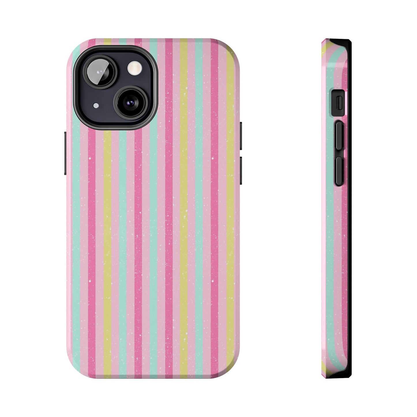 Pastel Christmas Stripes on Pink Tough Phone Cases