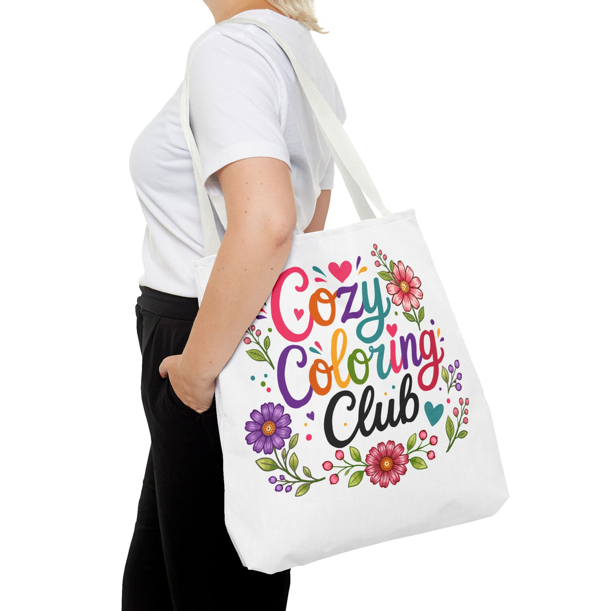 Cozy Coloring Club Tote Bag — Floral Adult Coloring Tote