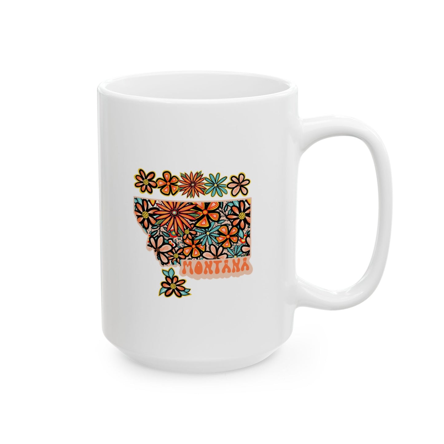 Retro 70s Flowers Montana Ceramic Mug 11 oz and 15 oz