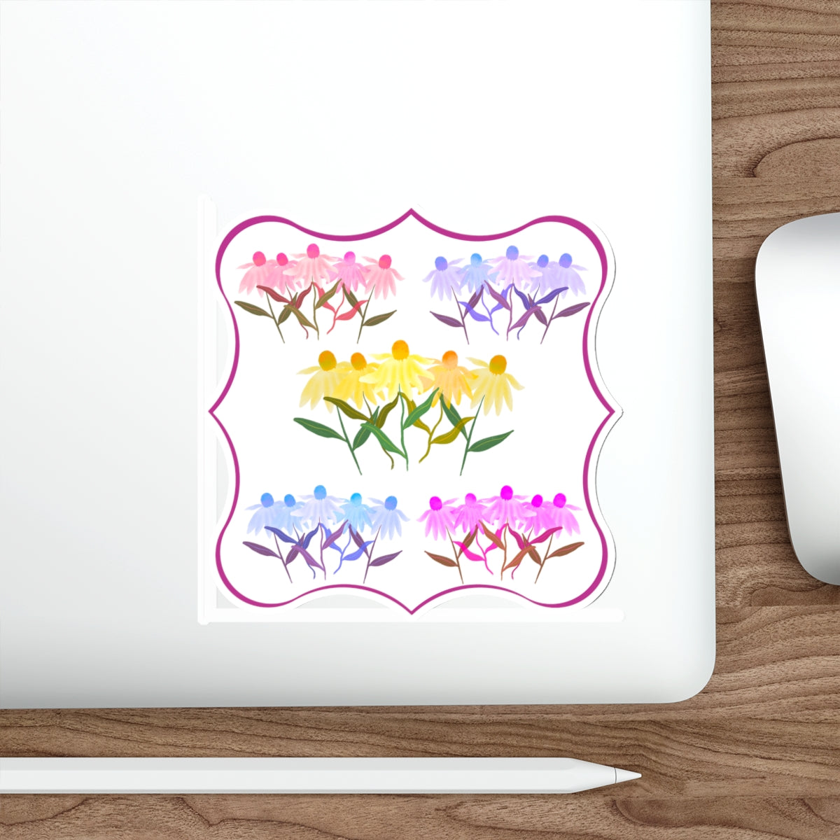 Rainbow Cornflowers Die Cut Sticker