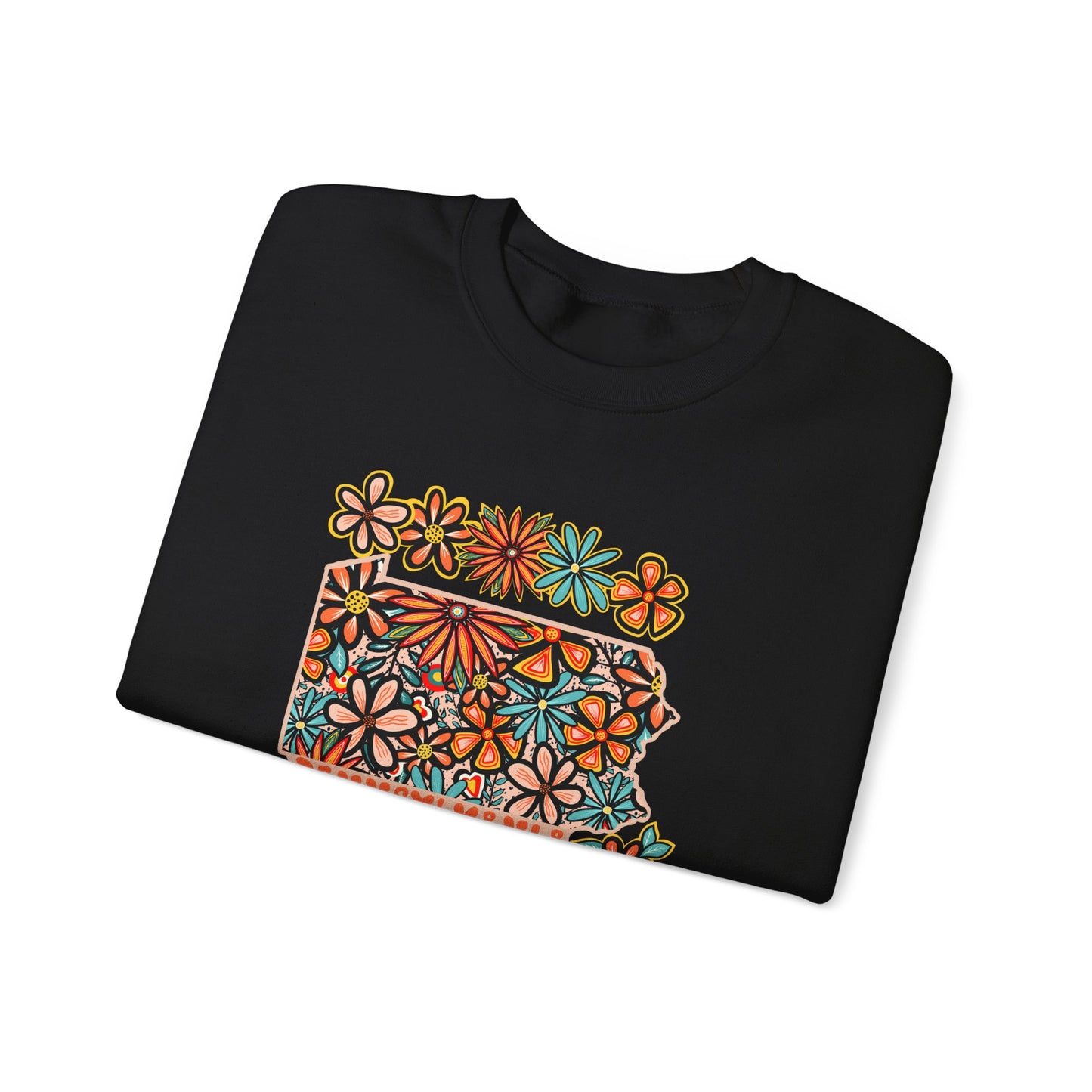 Retro 70s Flowers Pennsylvania State Design — Heavy Blend™ Crewneck Sweatshirt