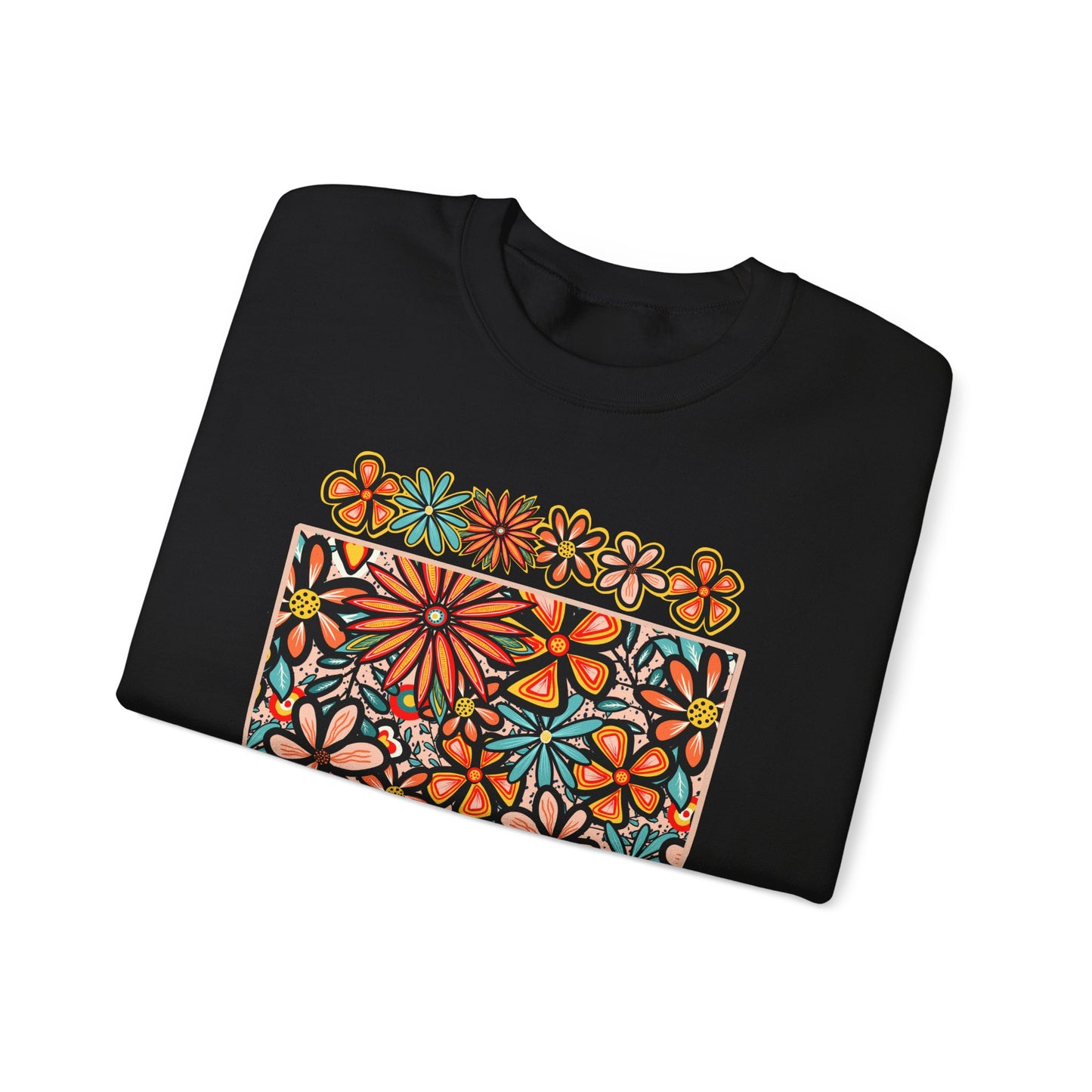 Retro 70s Flowers Wyoming State Design — Heavy Blend™ Crewneck Sweatshirt