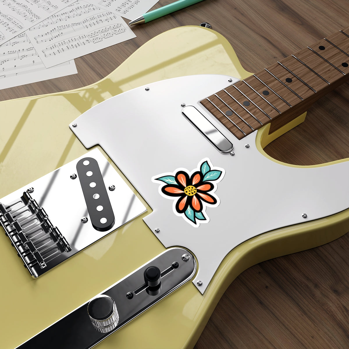 70s Groove Orange Daisy Die Cut Sticker