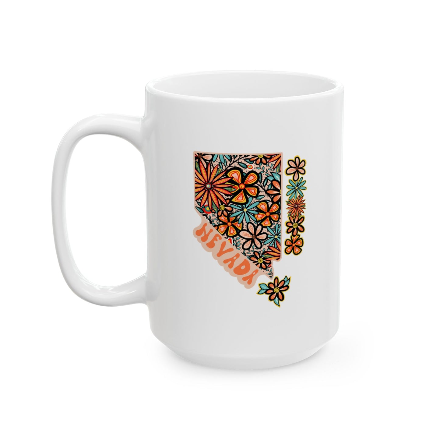 Retro 70s Flowers Nevada Ceramic Mug 11 oz and 15 oz