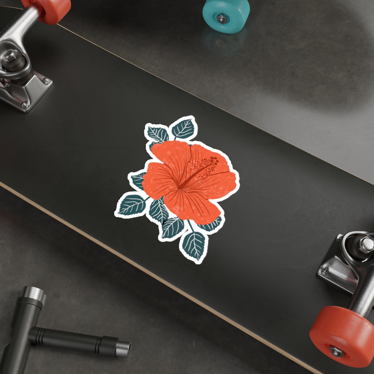 Orange Hibiscus Die Cut Sticker