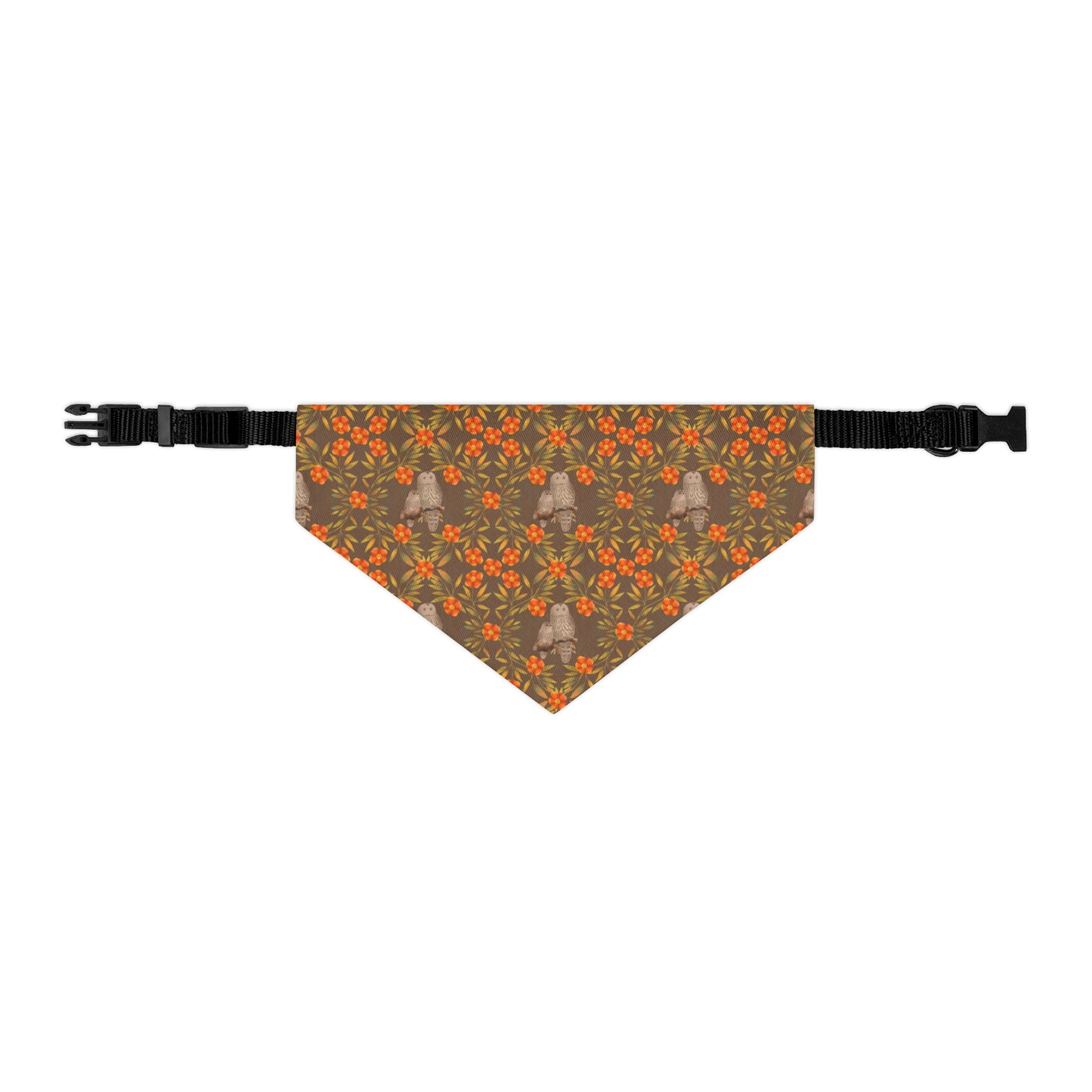 Owls & Red Flowering Vines Pet Bandana Collar