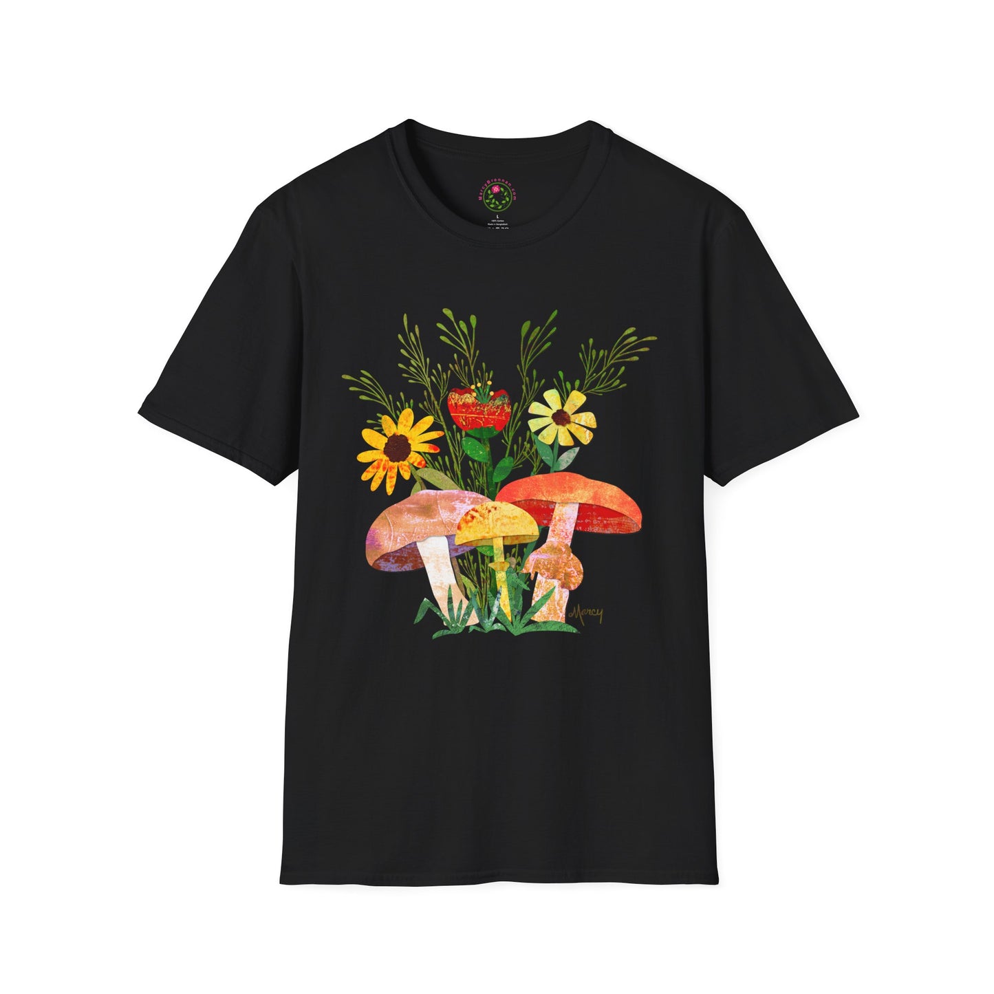 Shrooms n Fleurs Collage Collage Softstyle T-Shirt