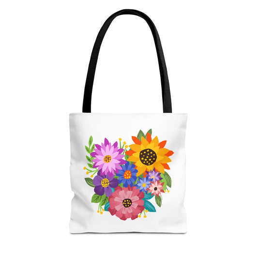 Heart-Shaped Flower Bouquet Tote Bag