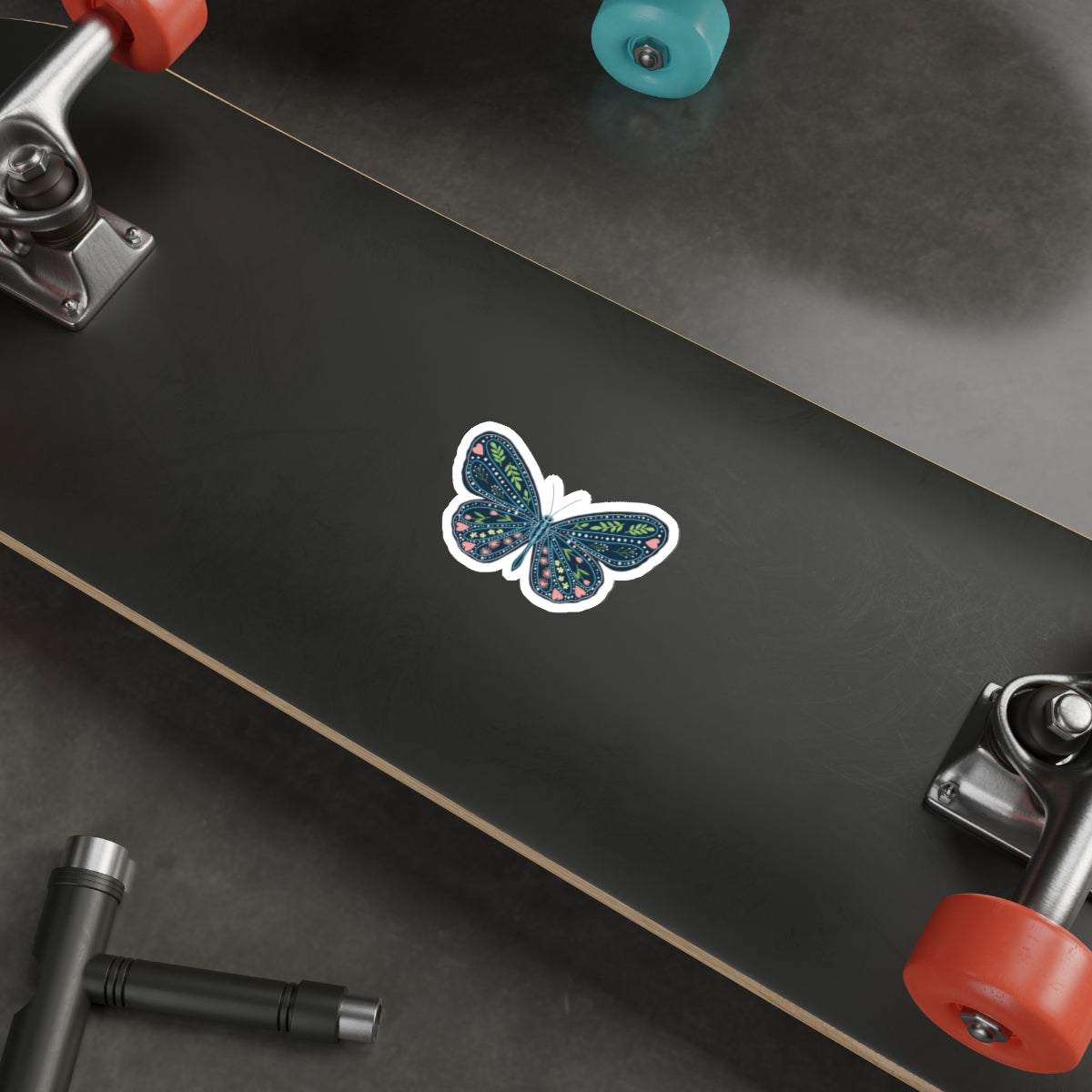 Folk Art Butterfly Die Cut Sticker