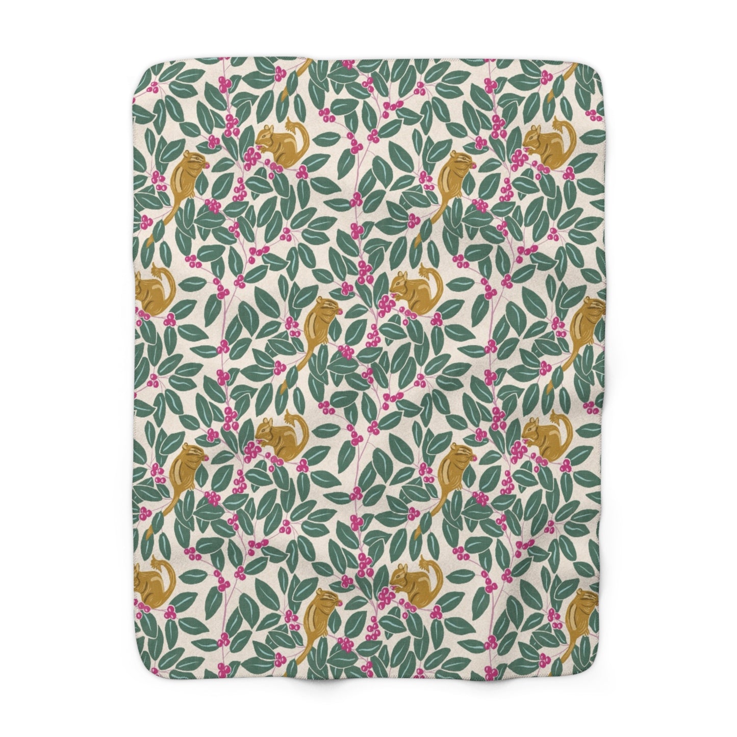 Wintergreen and Chipmunks Sherpa Fleece Blanket