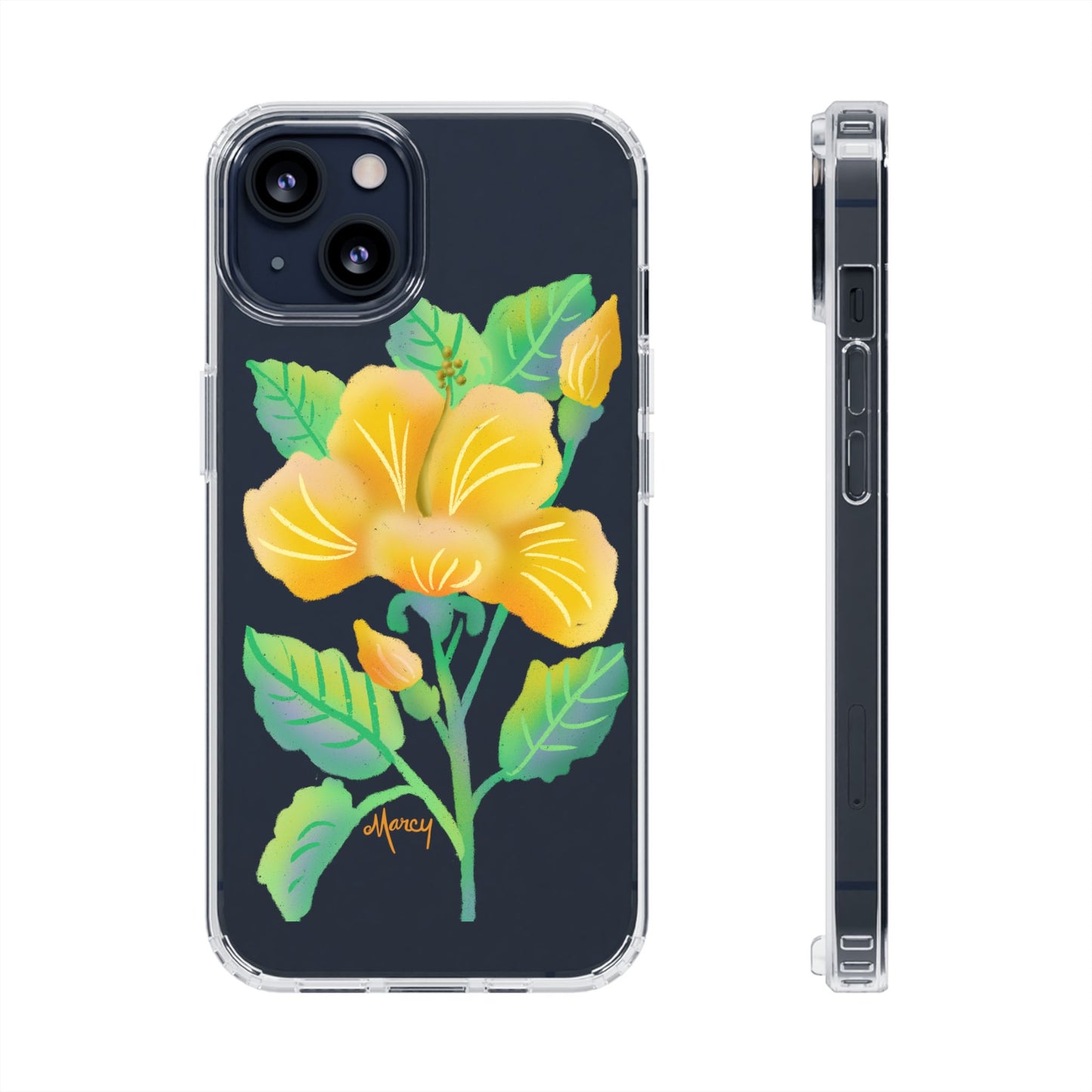 Yellow Hibiscus Blossom Clear Cases