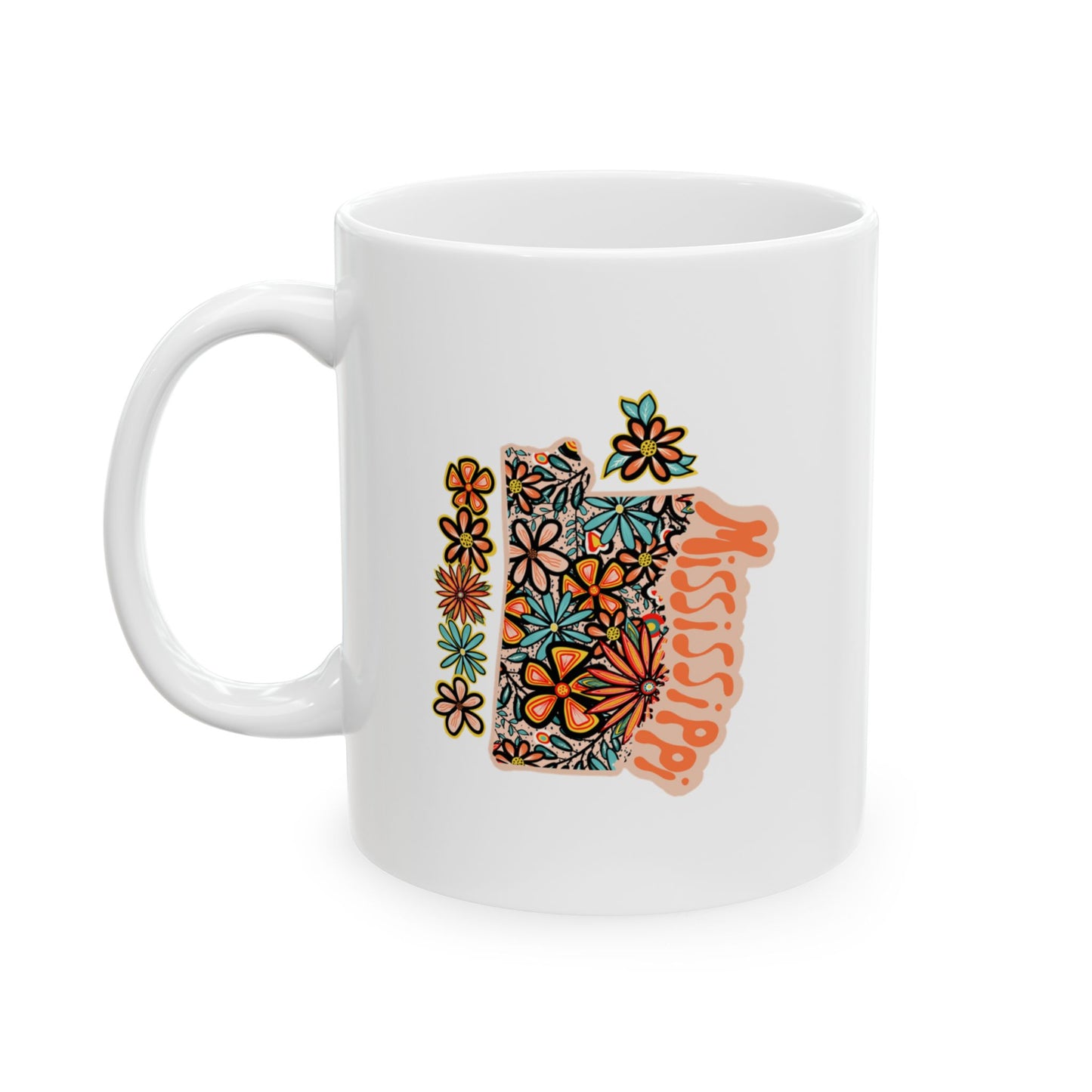 Retro 70s Flowers Mississippi Ceramic Mug 11 oz and 15 oz