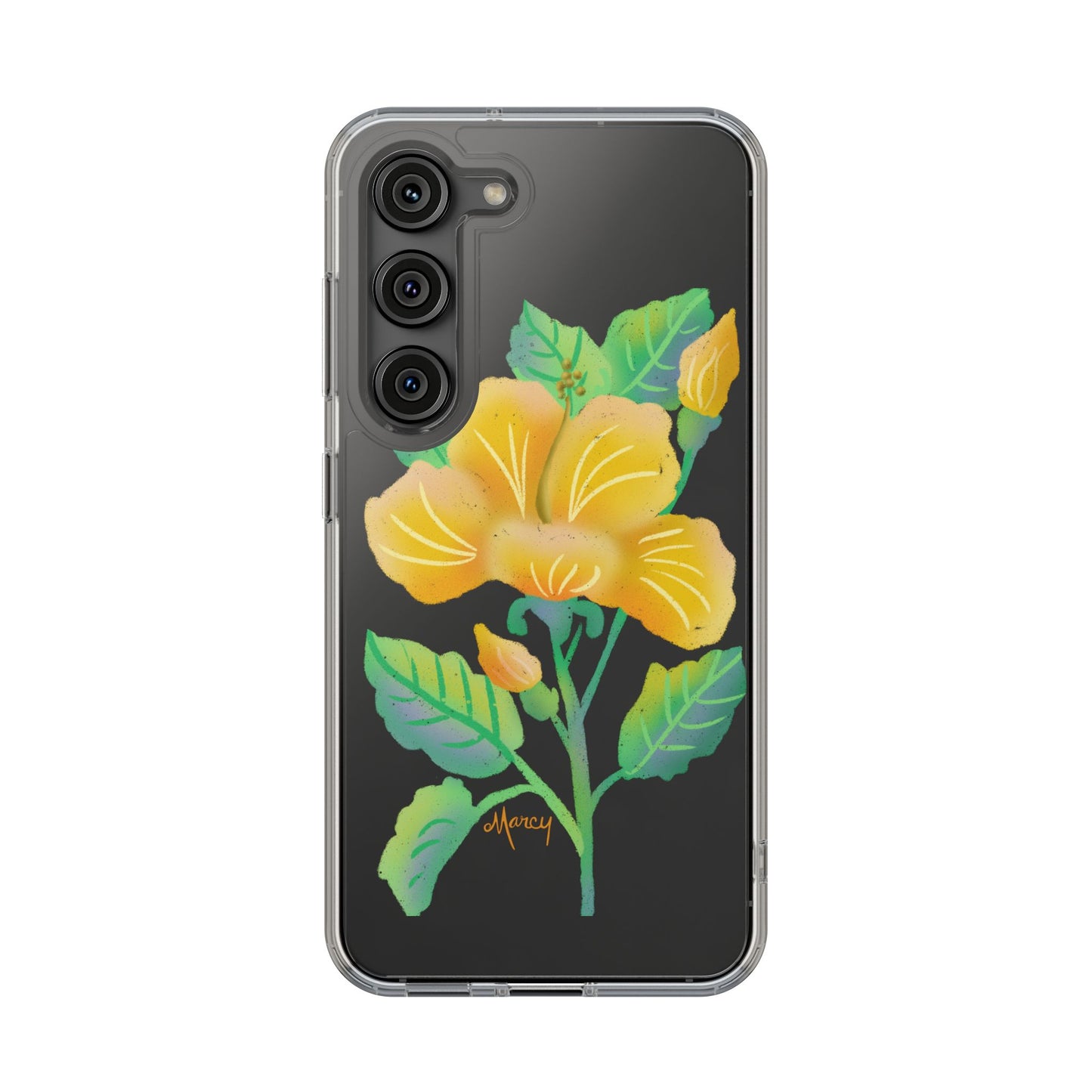 Yellow Hibiscus Blossom Clear Cases