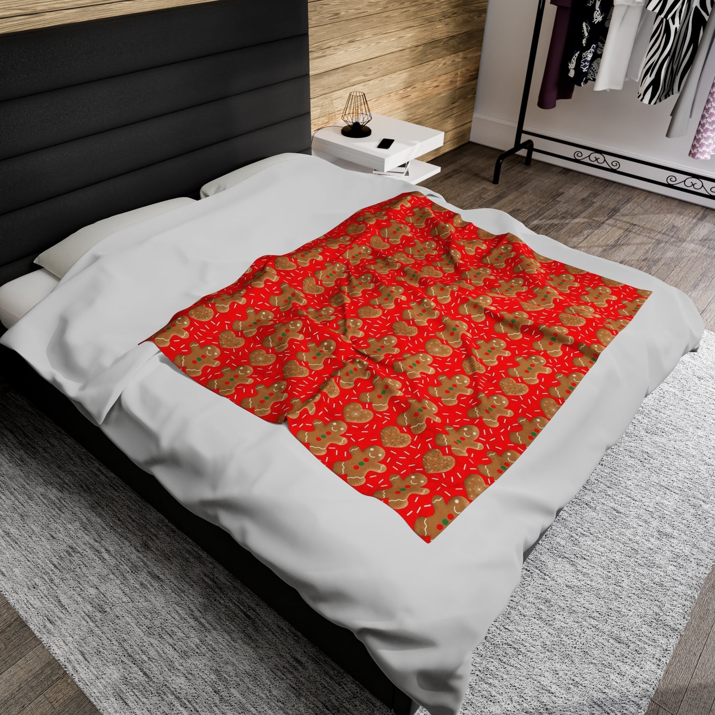 Gingerbread Men Velveteen Plush Blanket