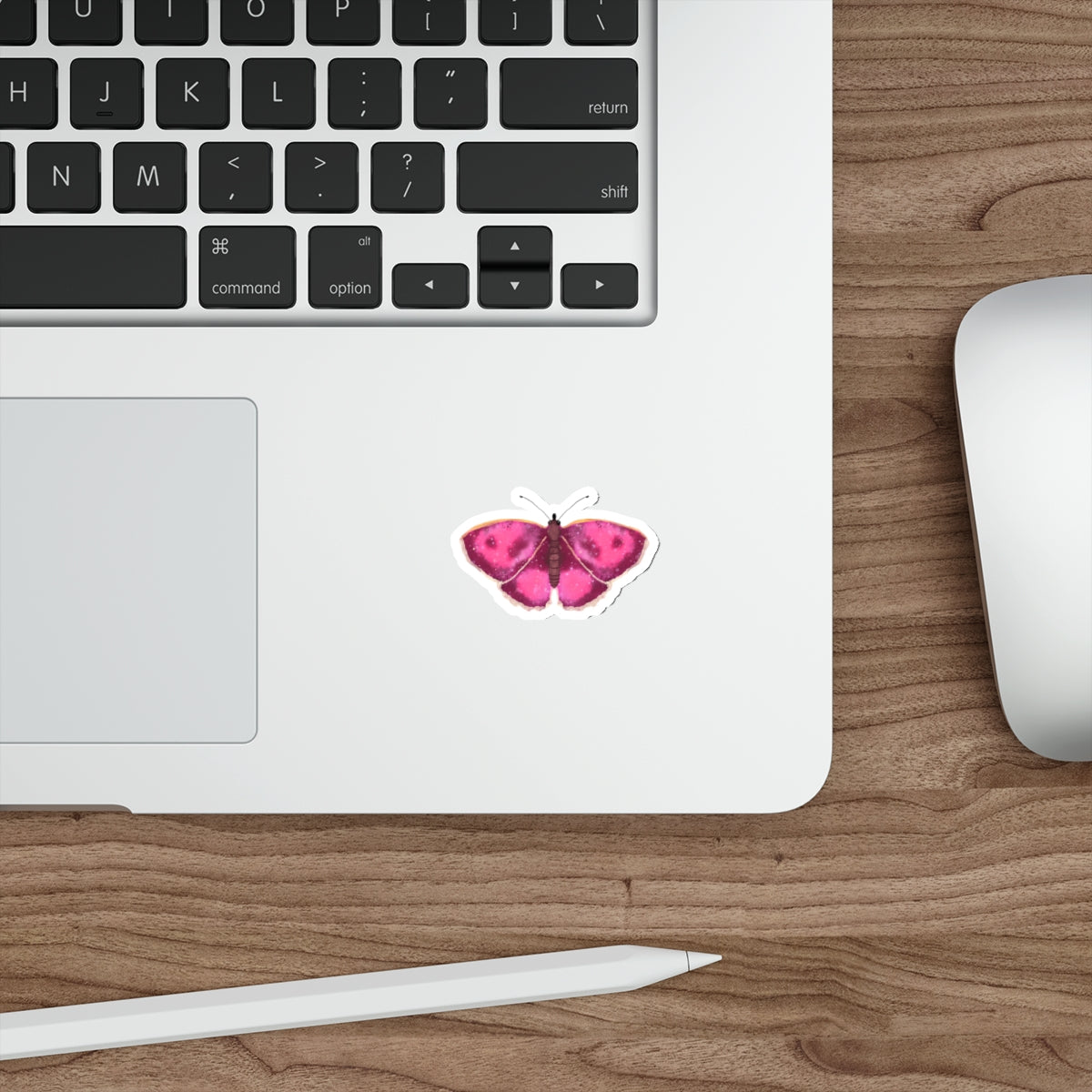 Watercolor Moth in Pink Die Cut Sticker