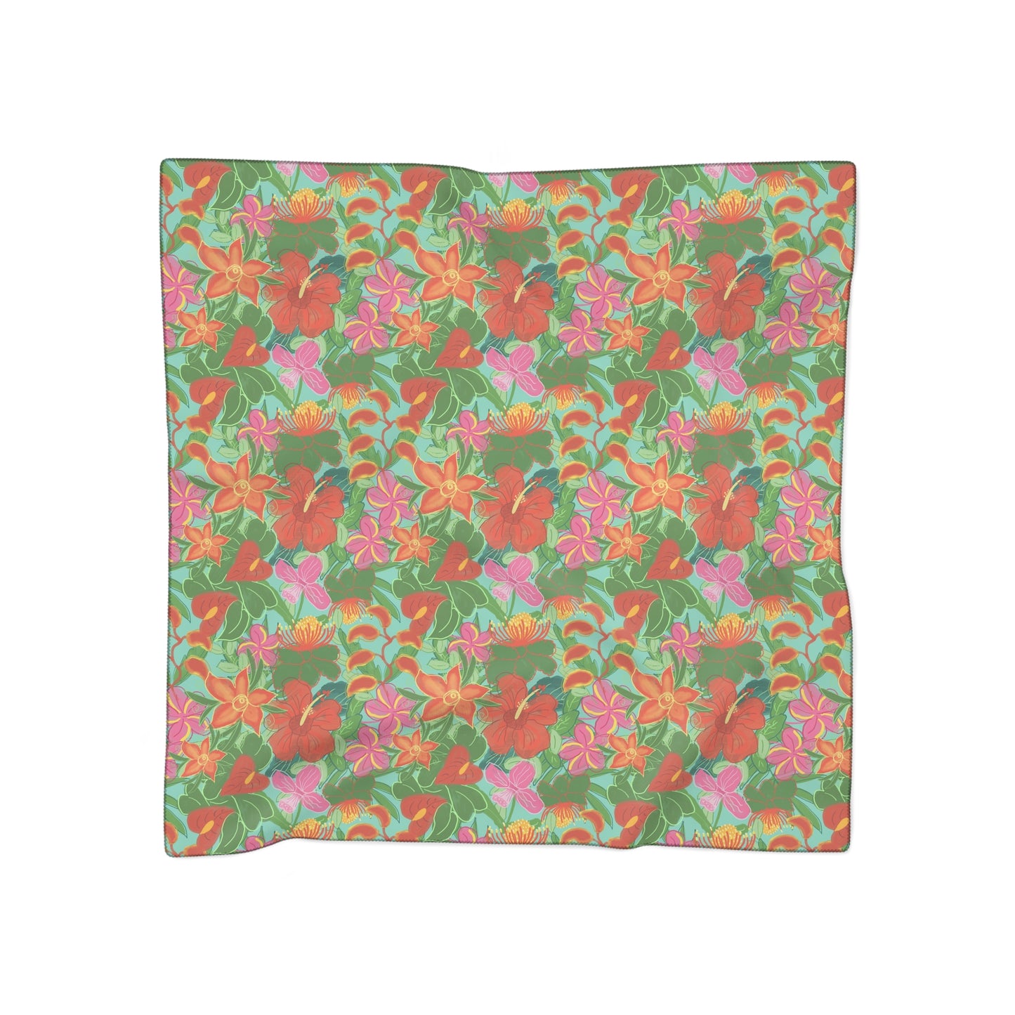 Tropical Flowers Square Poly Scarf