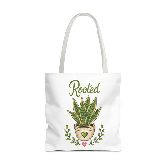Rooted Plant Tote Bag – Cute Sansevieria Potted Plant Illustration