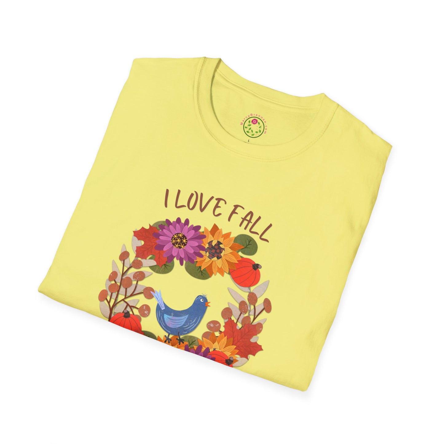 I Love Fall Most of All Autumn Wreath Collage Softstyle T-Shirt