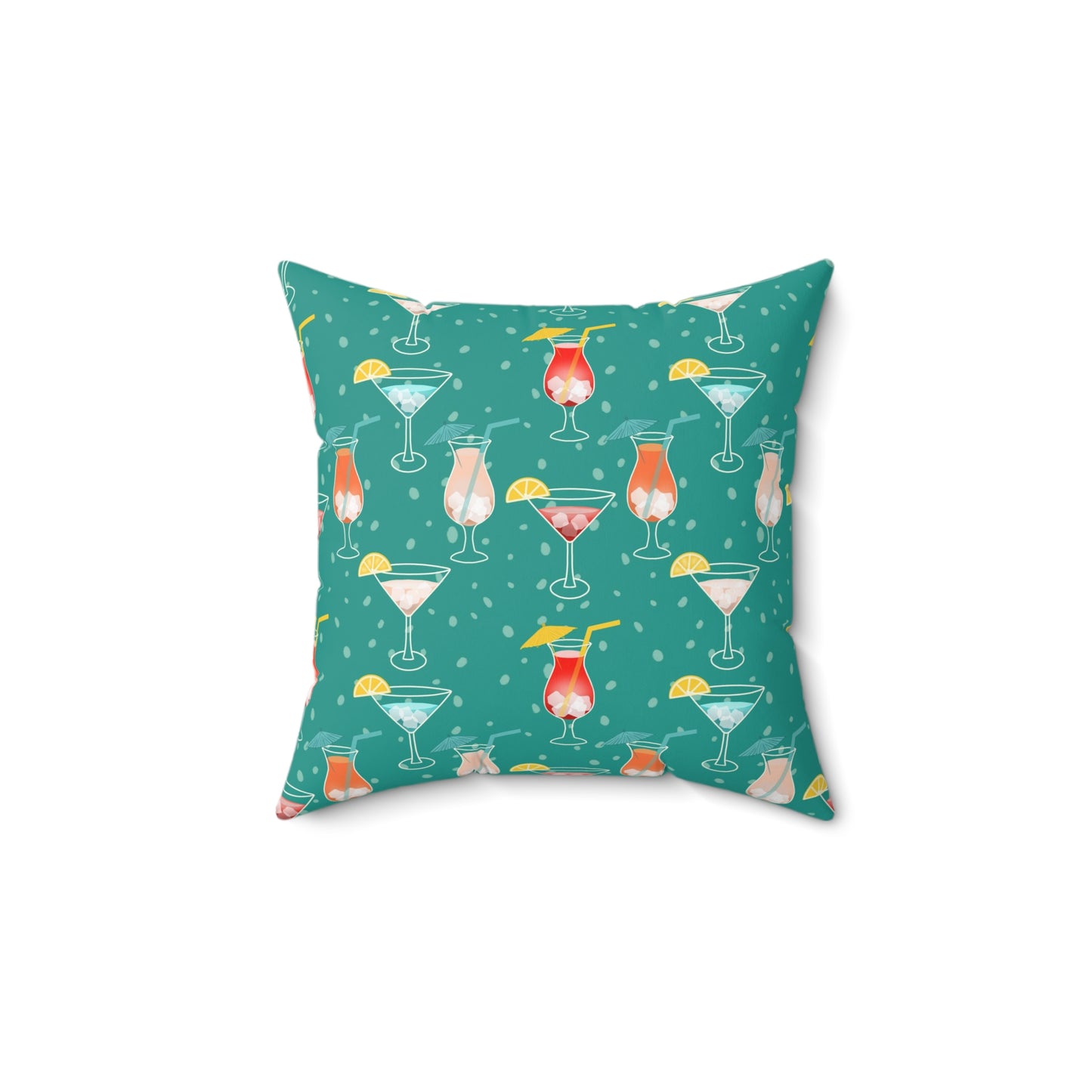 Cocktails Square Throw Pillow: Colorful Mixology Delight